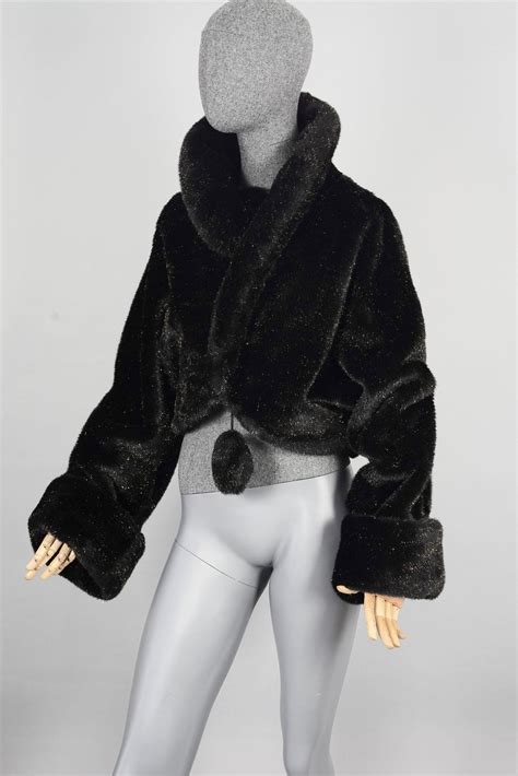 MOSCHINO 1994 QUESTION MARK CROPPED FUR COAT .